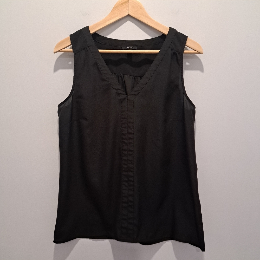 Jacob Black V-Neck Sleeveless Minimalist Dark Academia Blouse Womens M